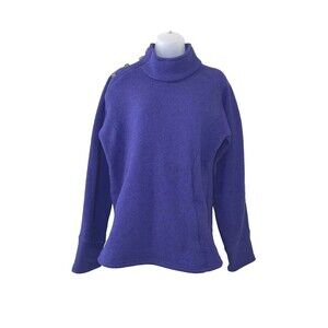 Cabelas Womens Fleece Pullover Sweatshirt Purple Size: L Hip Length Mock Neck